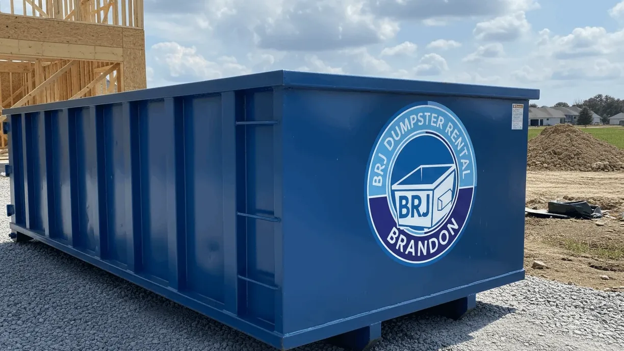 Heavy debris container loaded with concrete and masonry in Brandon, Florida